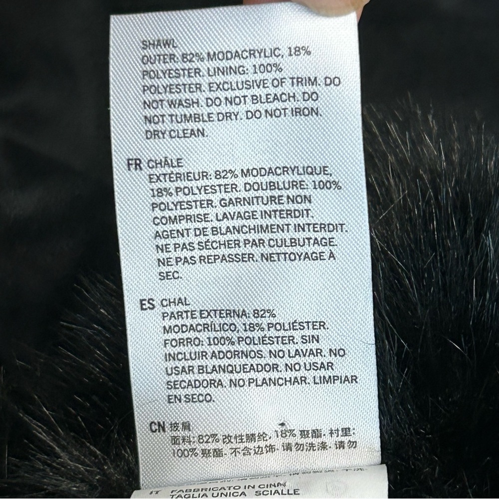 Aldo black faux fur scarf shawl fall winter vegan NWOT - Picture 8 of 9